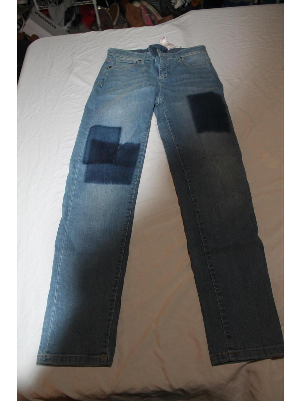 Blue Denim Jeans with Patchwork Design- Size 8